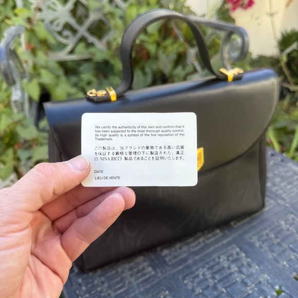 Nina Ricci Paris Monogram Black Coated Canvas Top Handle Satchel Bag Unworn - Picture 15 of 16